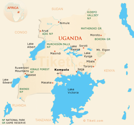 Carte - Safari et vacances en Ouganda 