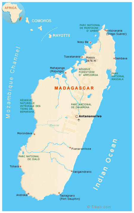 Madagascar Holidays and Travel Guide Map