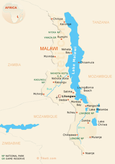 Carte de voyage du Malawi